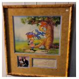 3618: Woodie & Winnie 16 Field Cel, hand Painted Lithographic Background with Payroll Check 3618: Woodie & Winnie 16 Field Cel, hand Painted Lithographic Background with Payroll Check