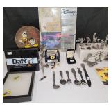 3727: Walt Disney Pewter Hudson Figurines, Silver Passes, Superman Ring, etc.