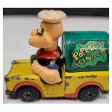 3733: Popeye Group with 1950 Matchbox Car, Tiles, Wooden Olive Oil Figurine