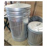 Group of 3 Metal Waste Garbage Cans