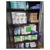 Group of Supplies w/ Cups, Gloves, Toilet Paper, +