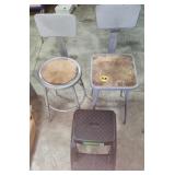 Pair of Heavy Duty Metal Chairs & Stool