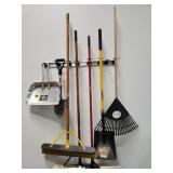 Group of Brooms, Shovels, Rakes with Quick Attach