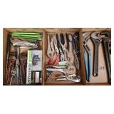 Group of Pipe Wrenches, Crimping Tools, Vise Grips