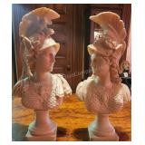 Mars & Minerva Italian Made Nouveau Busts. 16"