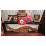 Antique Tobacco Leaf w/ Collection of Tobacco TIns