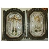 Antique Sacred Heart of Jesus & Mary Wall Panel