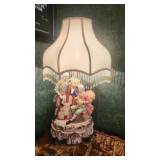 Victorian Musical Theme Porcelain Figural Lamp