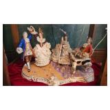 Large Dresden Porcelain Lace Musical Figurines