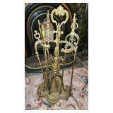 Art Nouveau Style Brass Fireplace Tools