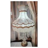 Elegant Crystal Glass Prism Lamp w/ Tasseled Shade