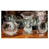 Trio of Mary Gregory Water Pitchers & Glass