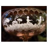 Mary Gregory Elegant Engraved Glass Wine Goblets
