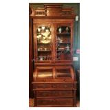 Victorian Walnut Eastlake Cylinder Secretary Desk