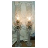 Pair of Cut Glass Crystal Tear Drop Table Lamps