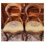 Pair of Elegant Needlepoint Rosewood Side Chairs