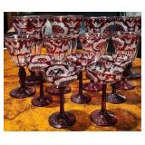Ruby Bohemian Glass w/ Stag, etc. Goblets, Glasses