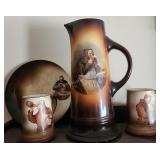 Early Warwick IOGA Monk Pitcher, Cups & Plate