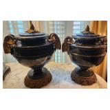 Pair of 15" Marble Urns
