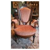 Antique Hand Carved Walnut Parlor Chair