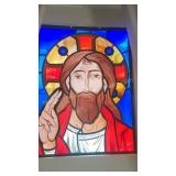 Antique Jesus Stained Glass Window - Religious