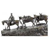 Huge R. Clark Cowboy & Horses Bronze Sculpture