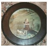 Little Girl Feeding Chickens 22" Framed Print