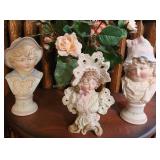 3 ct. Female Head Busts & Hand Painted Dogs