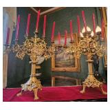 Pair of Gold Gilded Candleabras
