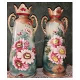 Pair of Miyako Hand Painted Vases. 14 1/4" H