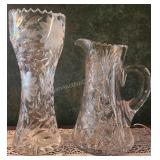 12" Crystal Vase & 10" Crystal Pitcher