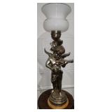 Silver on Copper Cherub Lamp