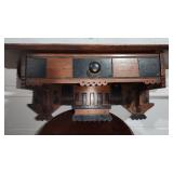Victorian Eastlake carved walnut wall clock shelf