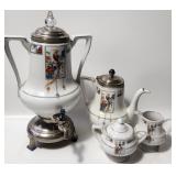 1928-39 Royal Rochester 'Golden Pheasant' porcelain coffee percolator set