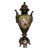 Antique French Sèvres Porcelain Ormolu Gilt Bronze Dore Urn Vase Centerpiece