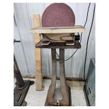 industrial-grade pedestal-mounted disc sander