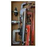 Box Lot with Pipe Wrenches
