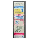 1981 ALCS Ticket Stub - Oakland Athletics