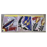 3 ct. Roy Lichtenstein Panel Posters. 20 3/4 x 25'