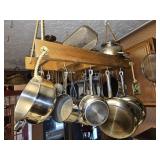 Collection of Stainless Pots, Pans, and Hanger!