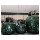 Vintage Cracker Barrel Style  Green Canisters