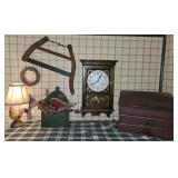 Country Lot! Regulator Clock, Saw, Lamp, etc.