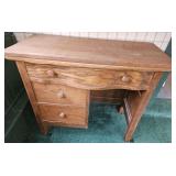 Small Antique Solid White Oak Desk - 2