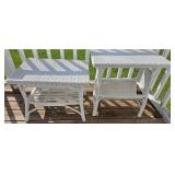 2 ct. White Wicker Boho Chic Side Tables
