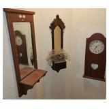 3 ct. Wall Shelf Mirror, Wall Clock, Mirror