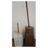 Antique Butter Churns - Wood & Stoneware