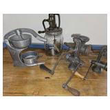 Antique Glas Butter Churn & Grinders