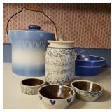 Vintage Spongeware Canister, Biscuit Jar, etc