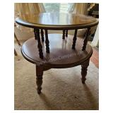 Colonial Style Nutmeg Maple 2 Tier Round Side Tabe