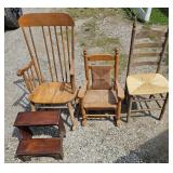 Collection of 3 Antique Chairs & Step